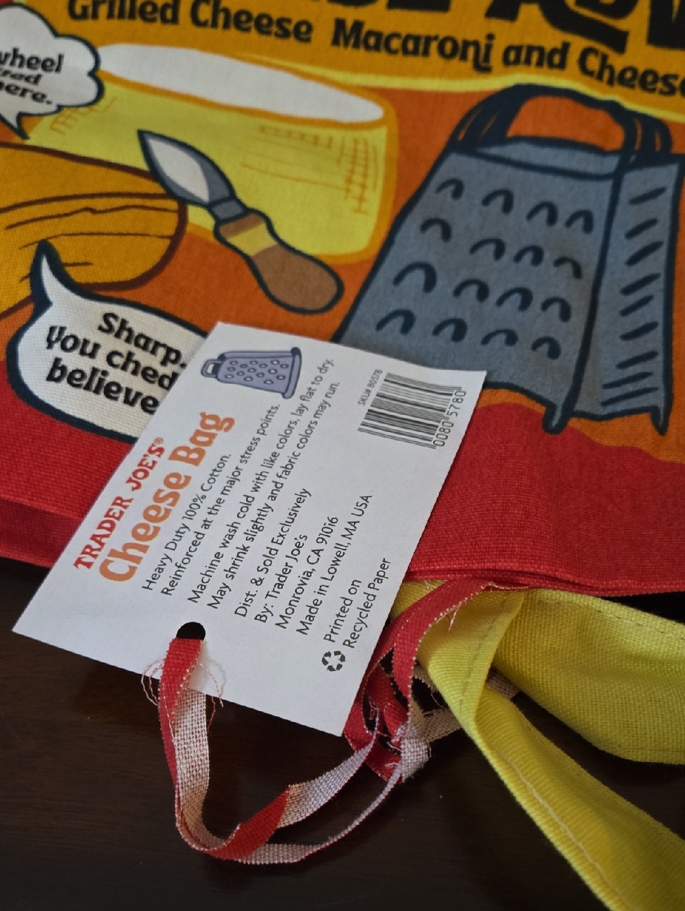 NWT Trader Joe's Canvas Tote 'Cheese Adventures' - Picture 10 of 10